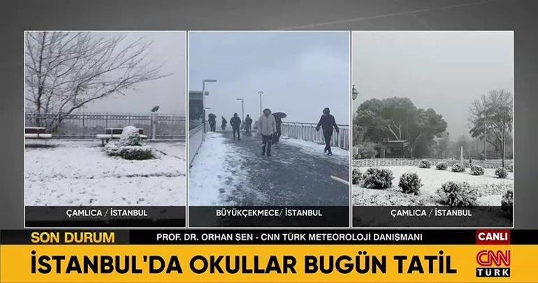 İstanbul’da hissedilen sıcaklık eksi 5 civarında. Beklenen kar yağışı, gece