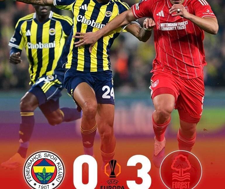 22:50 MAÇ SONUCU Fenerbahçe 0-3 Nottingham Forest&nbsp; 90.Dakika MAÇIN SONUNA