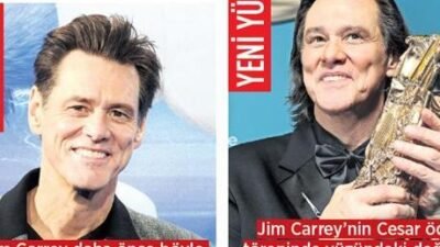 ABD’li komedyen Jim Carrey (64) Paris’te Cesar Onur Ödülü’nü aldı.