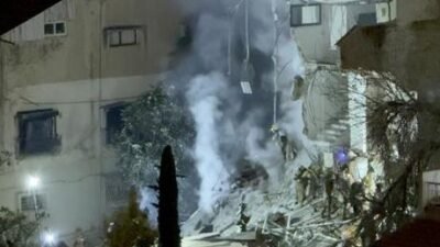 İran’ın İsrail’in kuzeyini hedef alan misillemesinde bir füzenin Hayfa kentinde