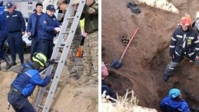 Kazakistan’ın Pavlodar kentinde su borusu çalışmaları sırasında göçük oluştu. Bölgeye