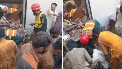 Pakistan’ın Pencap eyaletine bağlı Lahor kentinde bir dershanenin çatısı çöktü.