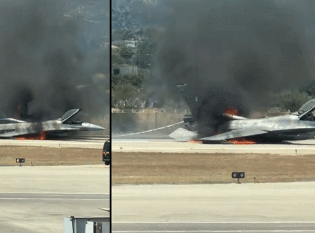 Yunanistan Hava Kuvvetlerine ait F-16C Fighting Falcon tipi savaş uçağı,