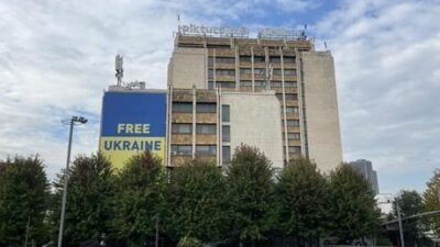 Kosova’nın başkenti Priştine’de, Rusya’nın Ukrayna’ya yönelik saldırısının ardından Ukrayna’ya destek