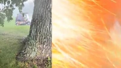 Video çekerken üzerine yıldırım düştü! Dehşet anlarını saniye saniye kaydetti ABD’nin Ohio eyaletindeki Cincinnati’de arkadaşlarıyla golf oynayan bir adam, yağmurun