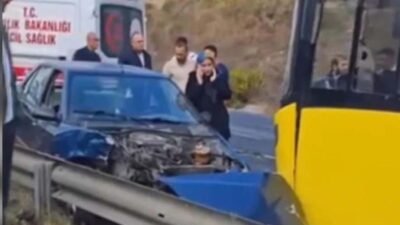 Kaynak DHA İstanbul Başakşehir’de bir İETT otobüsü ile karşı yönden