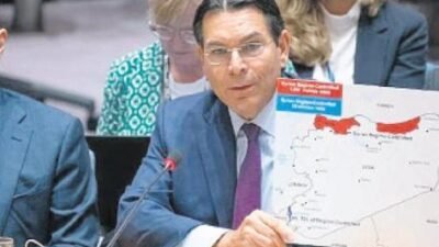 İsrail’in BM Daimi Temsilcisi Danny Danon, konuşmasında ülkesinin Suriye’deki askeri