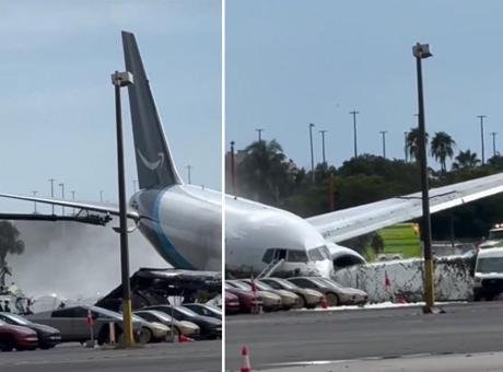 SON DAKİKA | ABD’de uçak pistten çıktı alev aldı Miami Havalimanı’nda uçak pistten çıktı ▪️ ABD’de Amazon’a ait Boeing