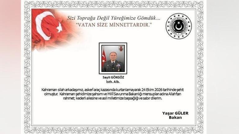 MSB, Ankara’da meydana gelen askeri araç kazasında Albay Sayit Gökgöz’ün