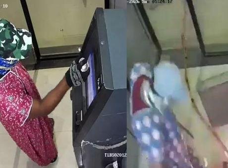 Hindistan’ın Telangana, Kamareddy bölgesinde alışılmadık bir ATM soygunu yaşandı.Kimliği belirsiz,