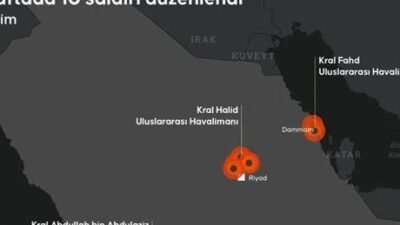 Yemen’deki İran destekli Husilerin hedef aldığı Suudi Arabistan’ın başkenti Riyad’daki