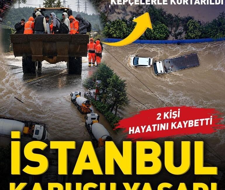 İstanbul Sarıyer’de şiddetli yağışın yol açtığı hasar havadan görüntülendi. Görüntülerde,