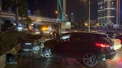 Konak-Bornova yolu Altınyol mevkisinde 7 otomobil ile 1 motosikletin karıştığı