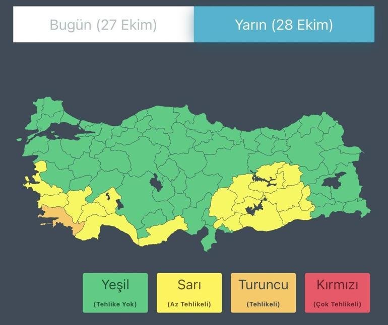 Kaynak DHA Çevre, Şehircilik ve İklim Değişikliği Bakanlığı, yarın şiddetli
