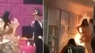HABER MERKEZİ/ Okul kutlamaları sırasında gösteri yaparken kostümü alev alan