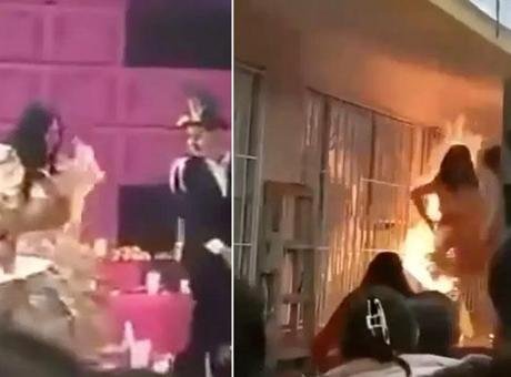 HABER MERKEZİ/ Okul kutlamaları sırasında gösteri yaparken kostümü alev alan